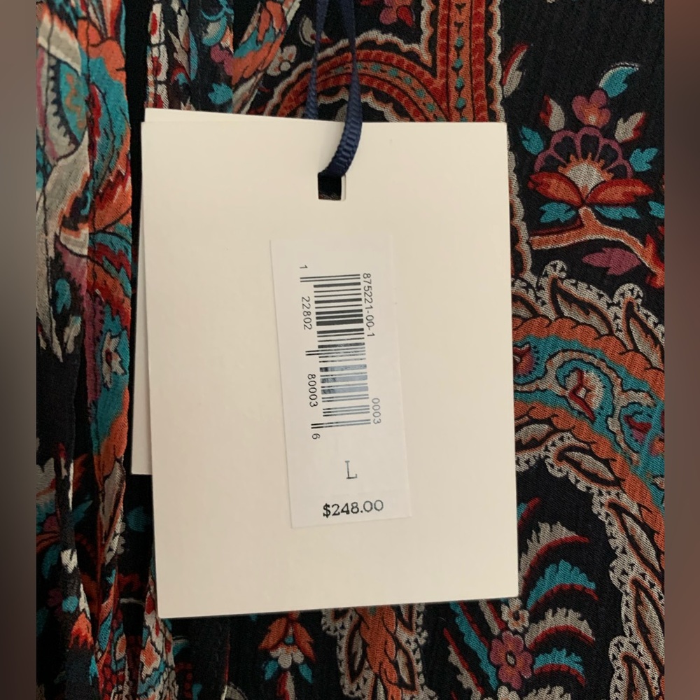 FINAL PRICE NWT Banana Republic SILK Maxi Dress Black/Green/Red/Cream Paisley L - Picture 8 of 16